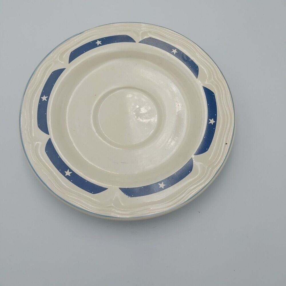 Tienshan Stoneware white & Blue Saucer from the Fantasy Unicorn Set‎ VTG